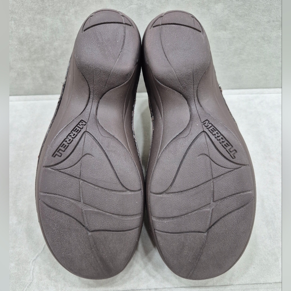 Merrell Emma clogs women's 7 brunette brown leather slip on elastic side panels - Picture 9 of 12
